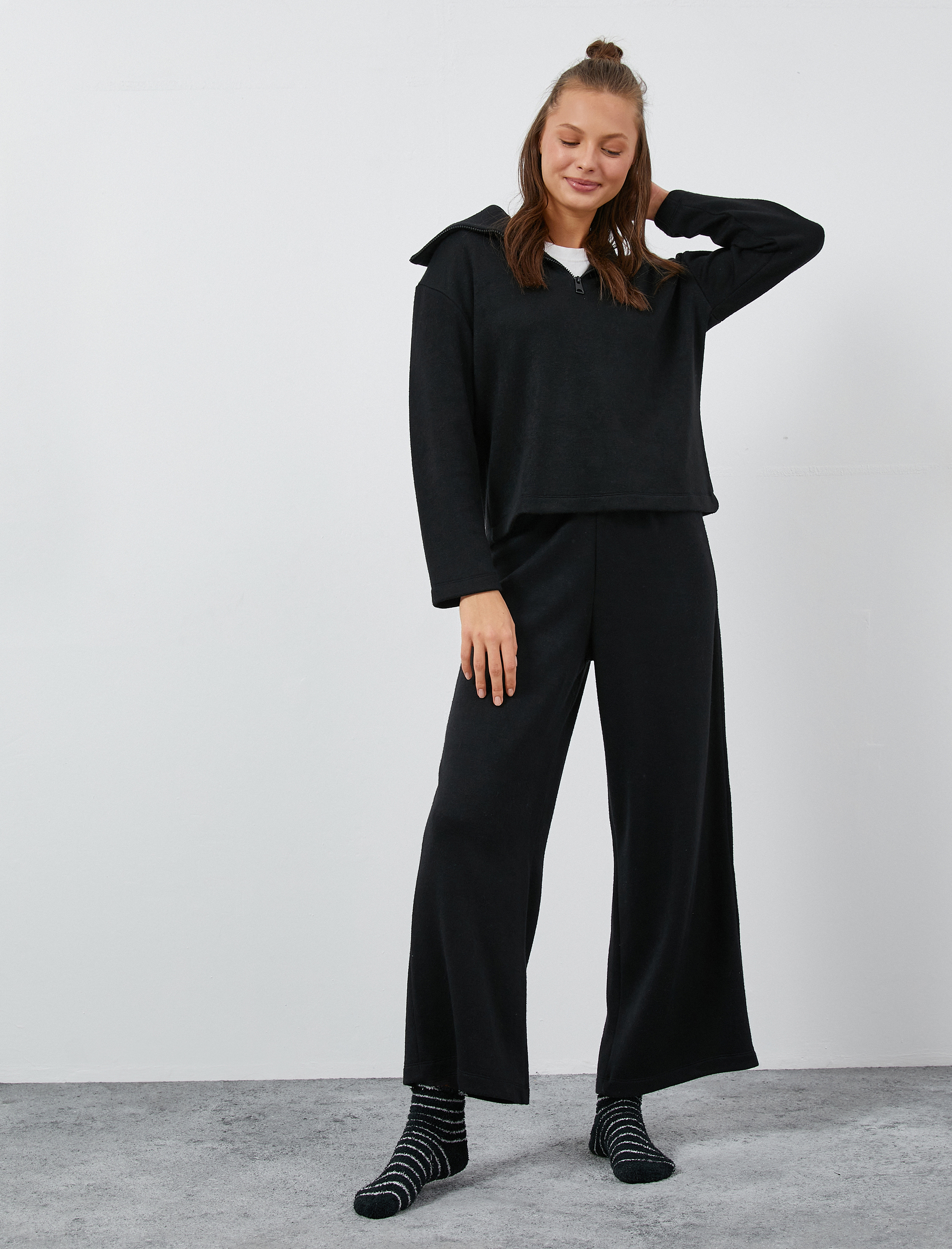   Geniş Paça Pijama Altı Beli Lastikli