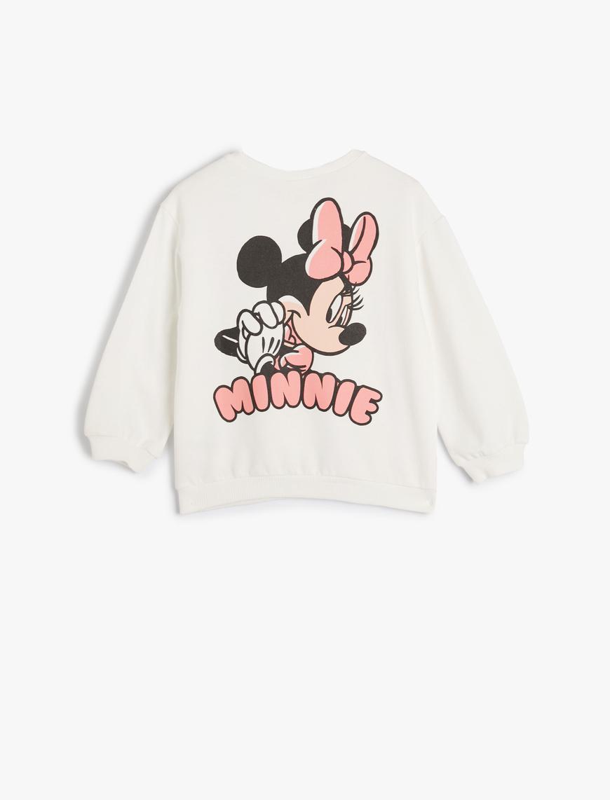  Kız Bebek Minnie Mouse Baskılı Lisanslı Sweatshirt Şardonlu Pamuklu
