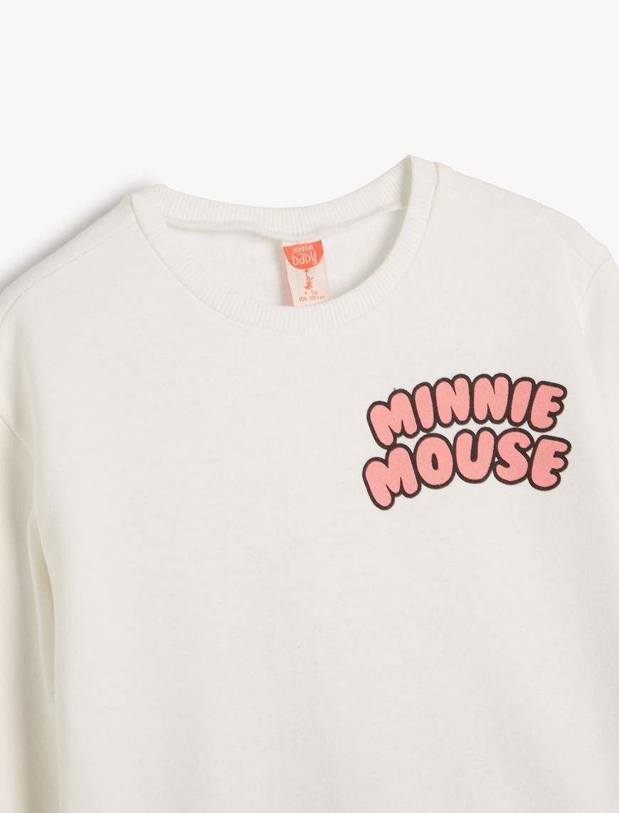  Kız Bebek Minnie Mouse Baskılı Lisanslı Sweatshirt Şardonlu Pamuklu