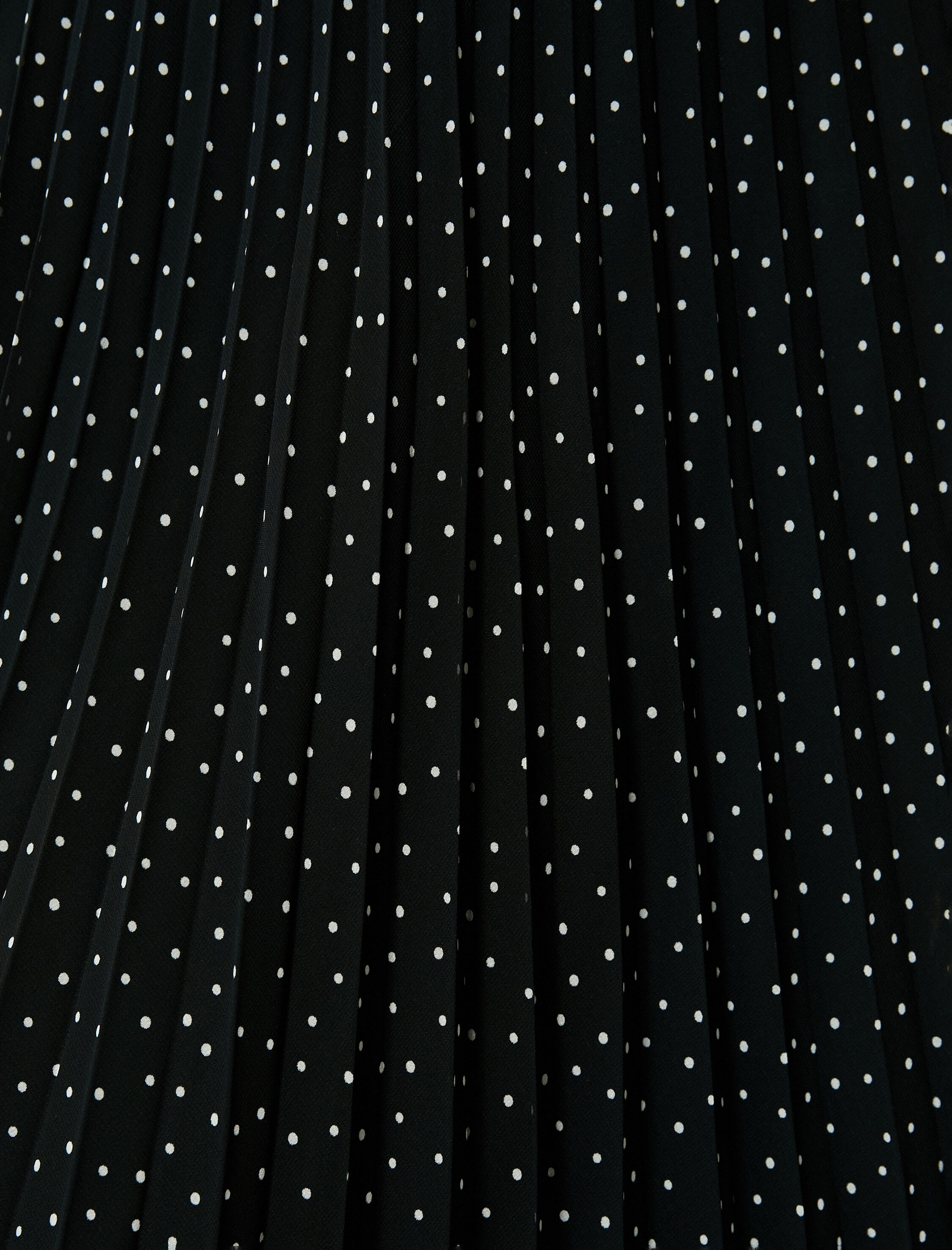   Midi Pileli Etek Şifon Puantiyeli Yüksek Bel