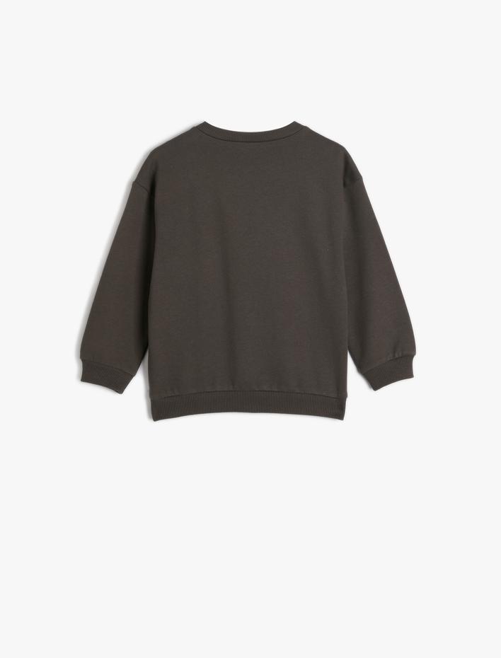 Erkek Bebek Koalalı Sweatshirt Uzun Kollu Bisiklet Yaka Şardonlu Pamuklu