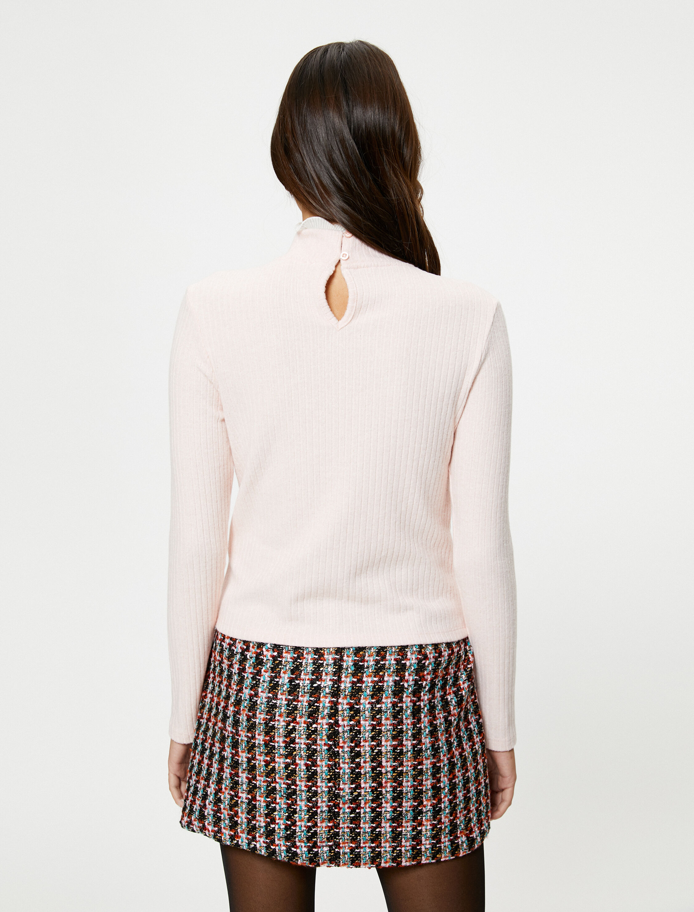 Dik Yaka Kazak Çift Parça Görünümlü Fırfırlı