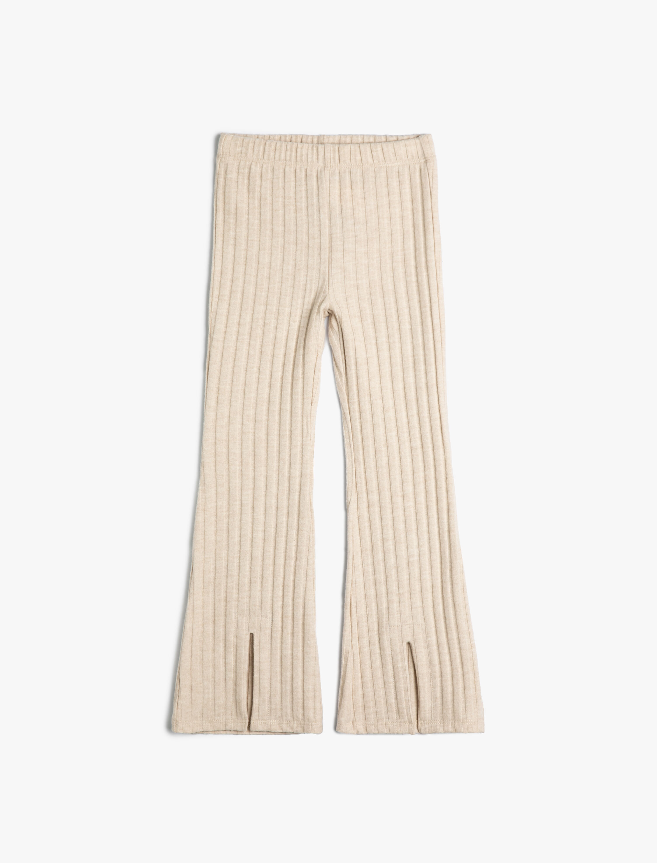  Kız Çocuk İspanyol Paça Pantolon Fitilli Yırtmaç Detaylı Beli Lastikli