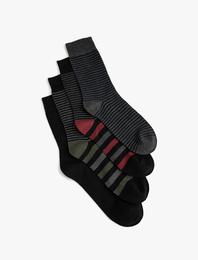 Çizgili 4'lü Soket Çorap Seti Çok Renkli