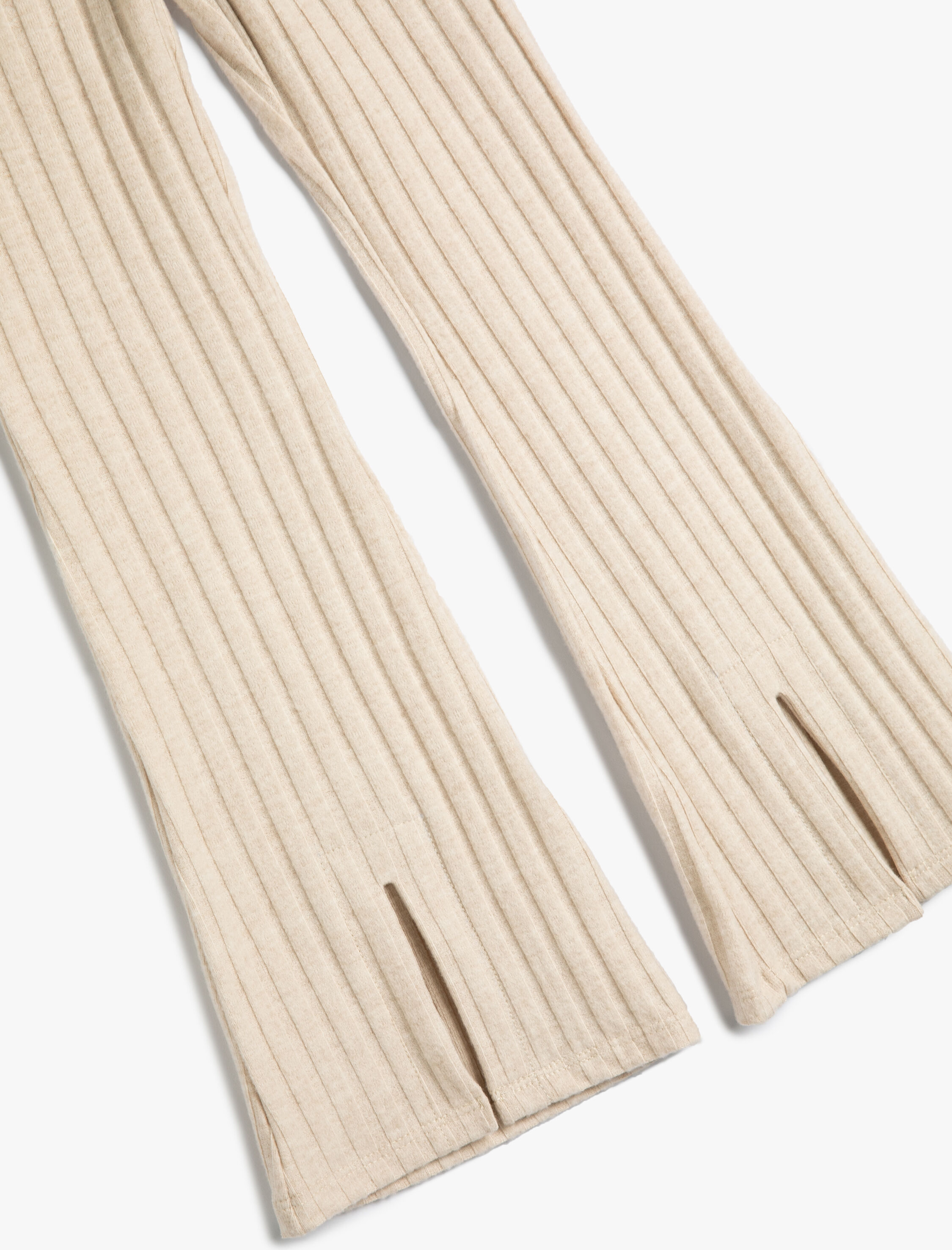  Kız Çocuk İspanyol Paça Pantolon Fitilli Yırtmaç Detaylı Beli Lastikli