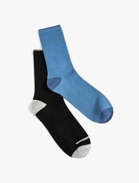 2'li Soket Çorap Seti Şerit İşlemeli