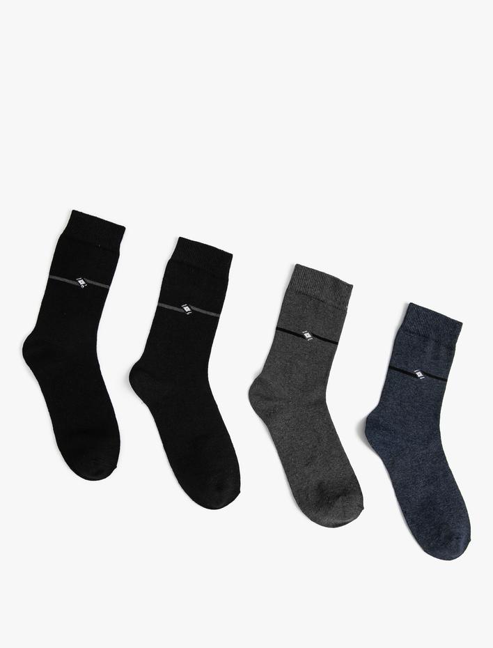 Erkek 4'lü Soket Çorap Seti Geometrik Desenli