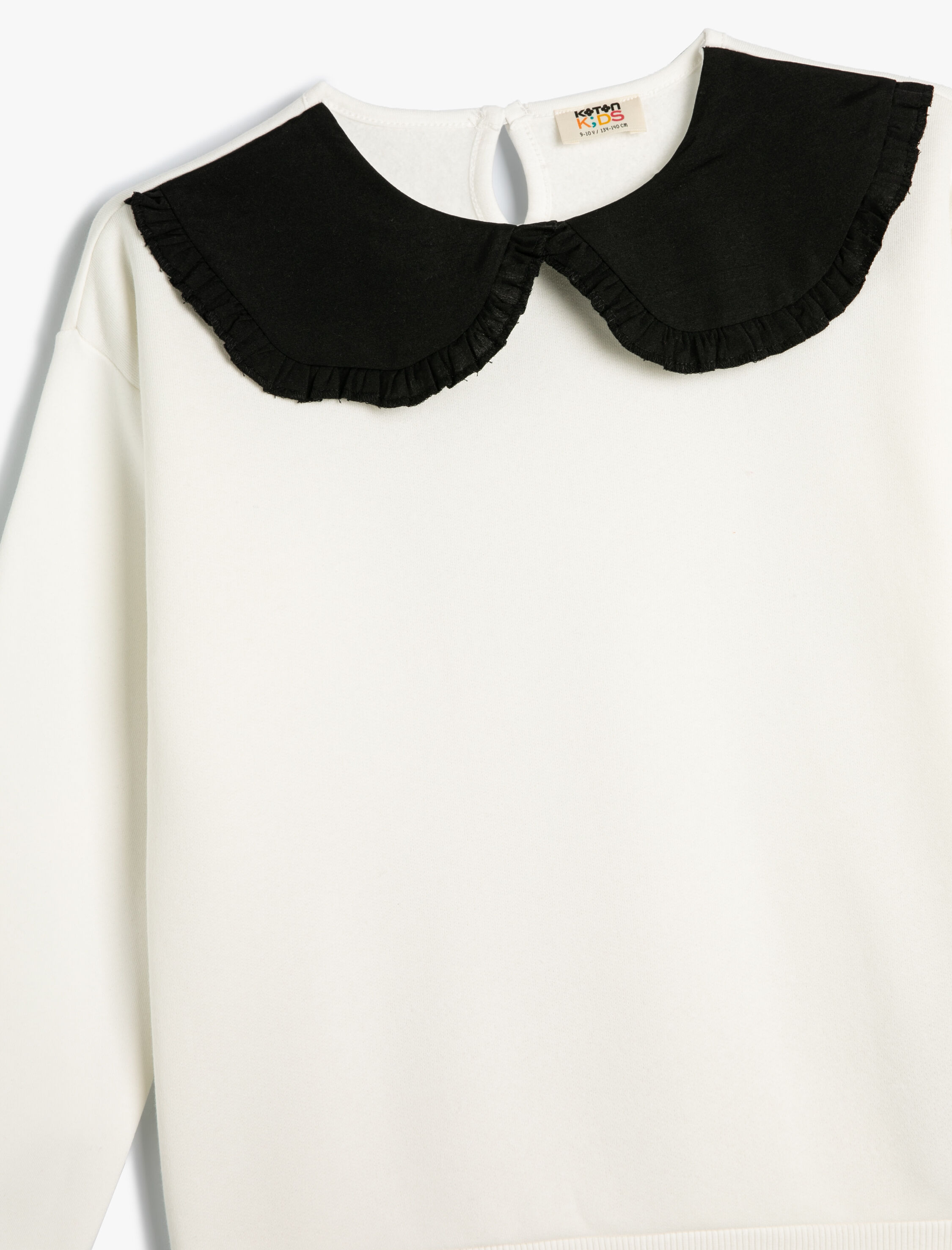  Kız Çocuk Sweatshirt Uzun Kollu Bebe Yaka Renk Kontrastlı Şardonlu