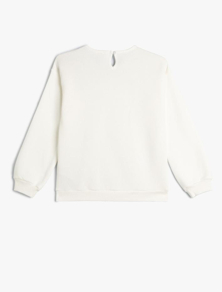 Kız Çocuk Sweatshirt Uzun Kollu Bebe Yaka Renk Kontrastlı Şardonlu