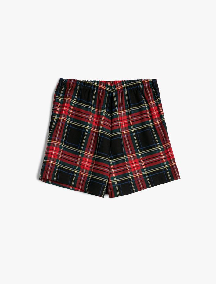 Kız Çocuk Kruvaze Şort Etek Düğme Detaylı Beli Lastikli