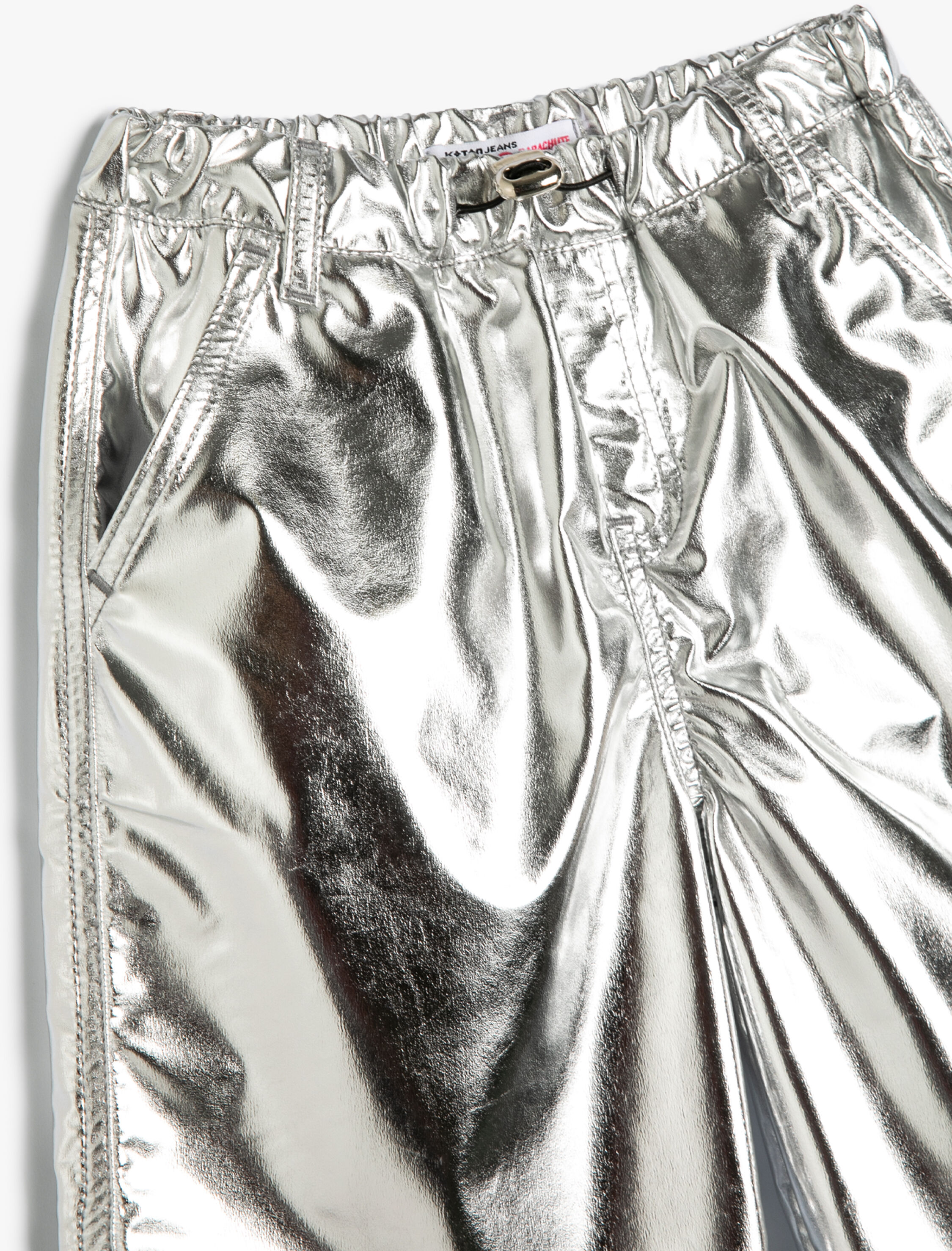  Kız Çocuk Varaklı Parlak Paraşüt Jogger Pantolon