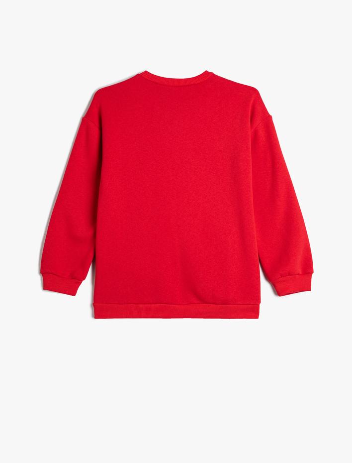 Kız Çocuk Minnie Mouse ve Mickey Mouse Sweatshirt Lisanslı Uzun Kollu Bisiklet Yaka Şardonlu