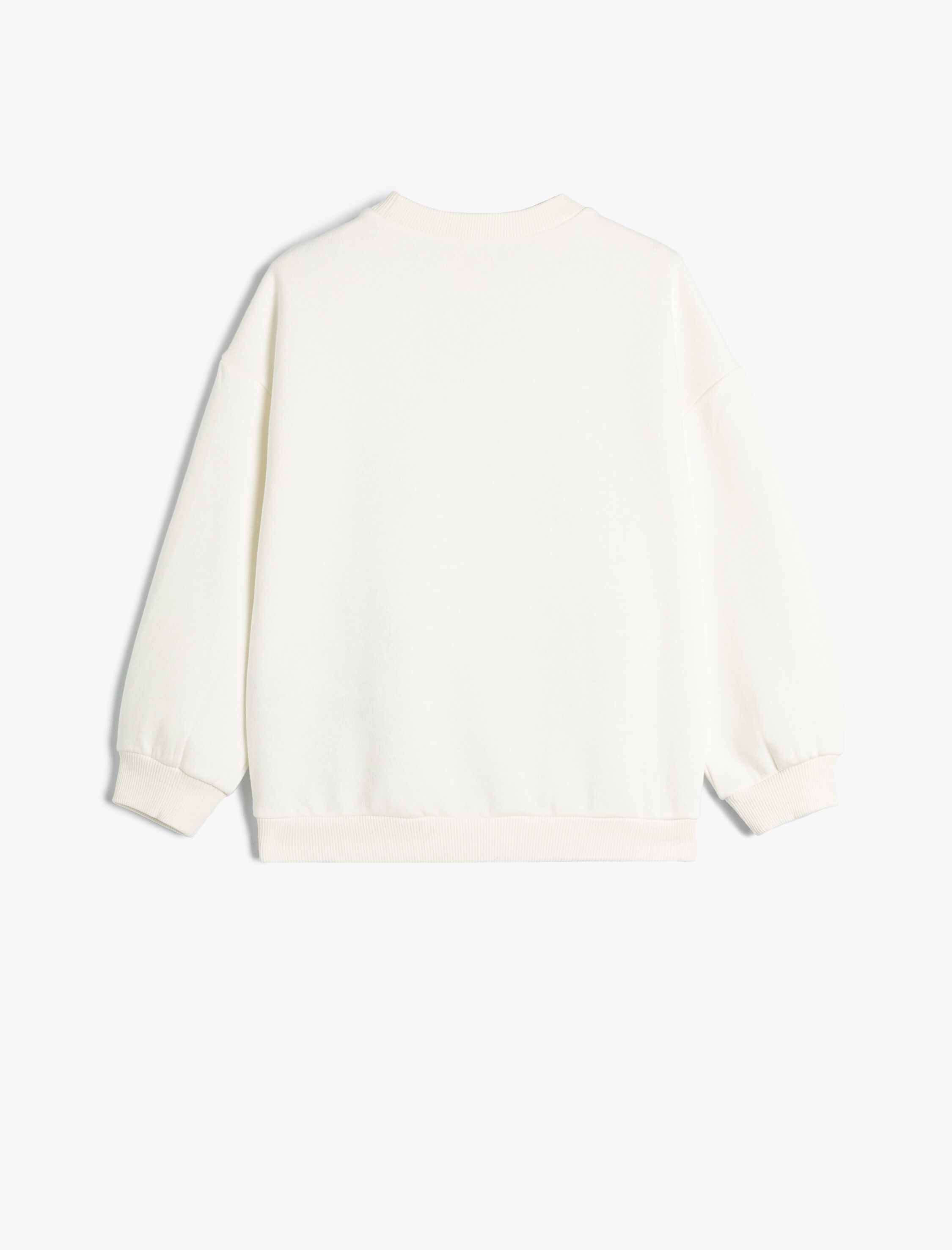  Kız Çocuk Sweatshirt Uzun Kollu Bisiklet Yaka Parlak Baskılı Slogan Temalı Şardonlu