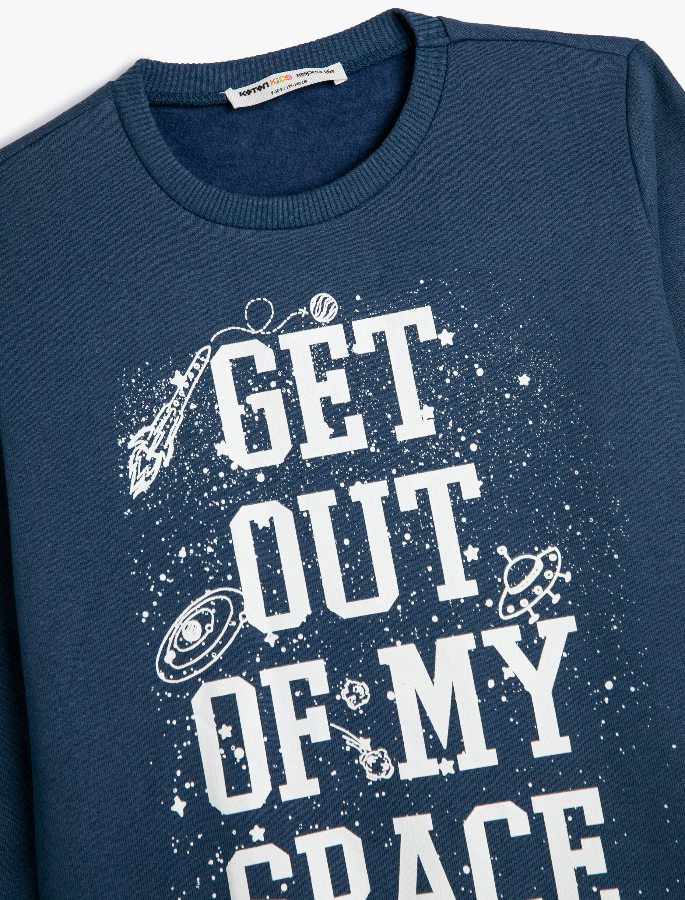  Erkek Çocuk Sweatshirt Uzun Kollu Bisiklet Yaka Uzay Temalı Şardonlu