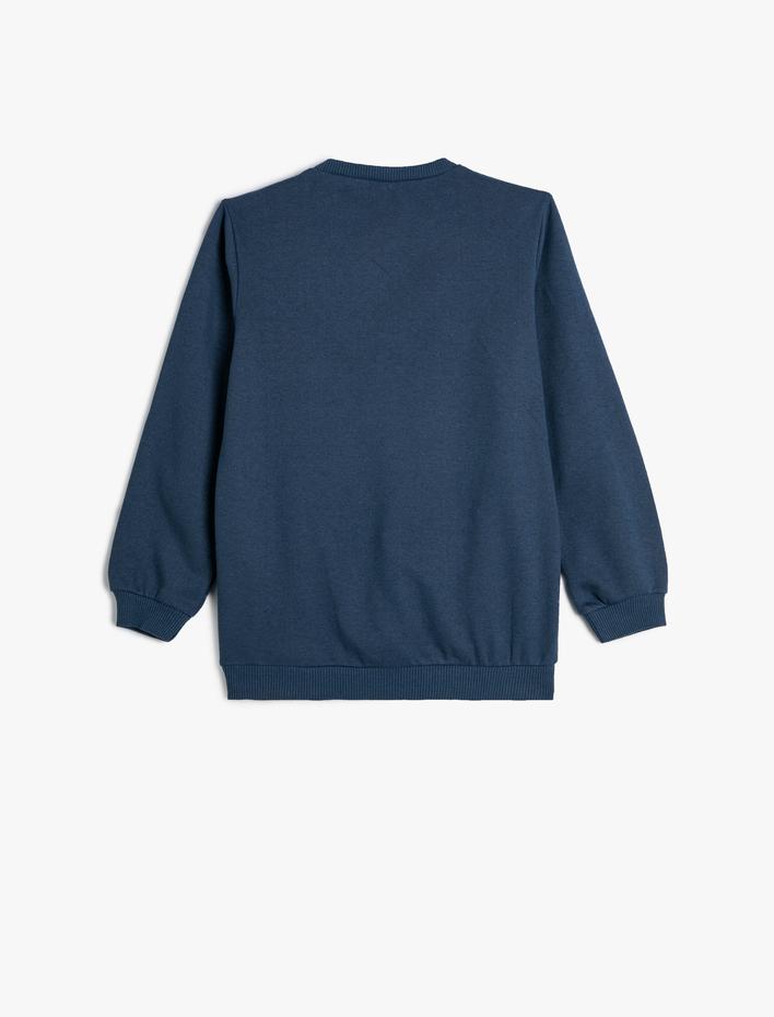 Erkek Çocuk Sweatshirt Uzun Kollu Bisiklet Yaka Uzay Temalı Şardonlu