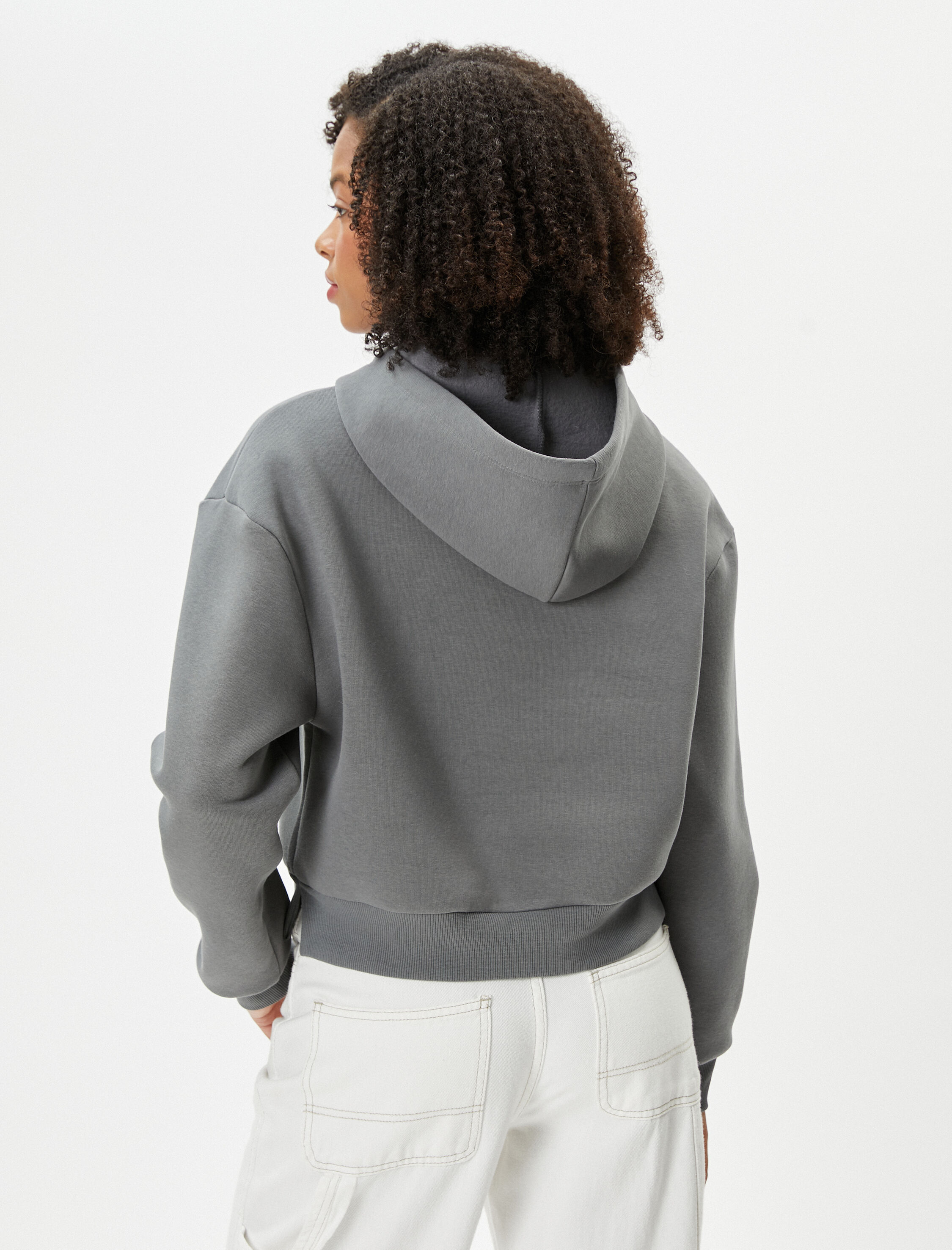   Şardonlu Cumhuriyet Sweatshirt Crop Kapüşonlu Kabartma Baskılı Rahat Kalıp 100. Yıl Özel