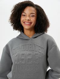 Cumhuriyet Sweatshirt Crop Kapüşonlu Kabartma Baskılı Rahat Kalıp 100. Yıl Özel