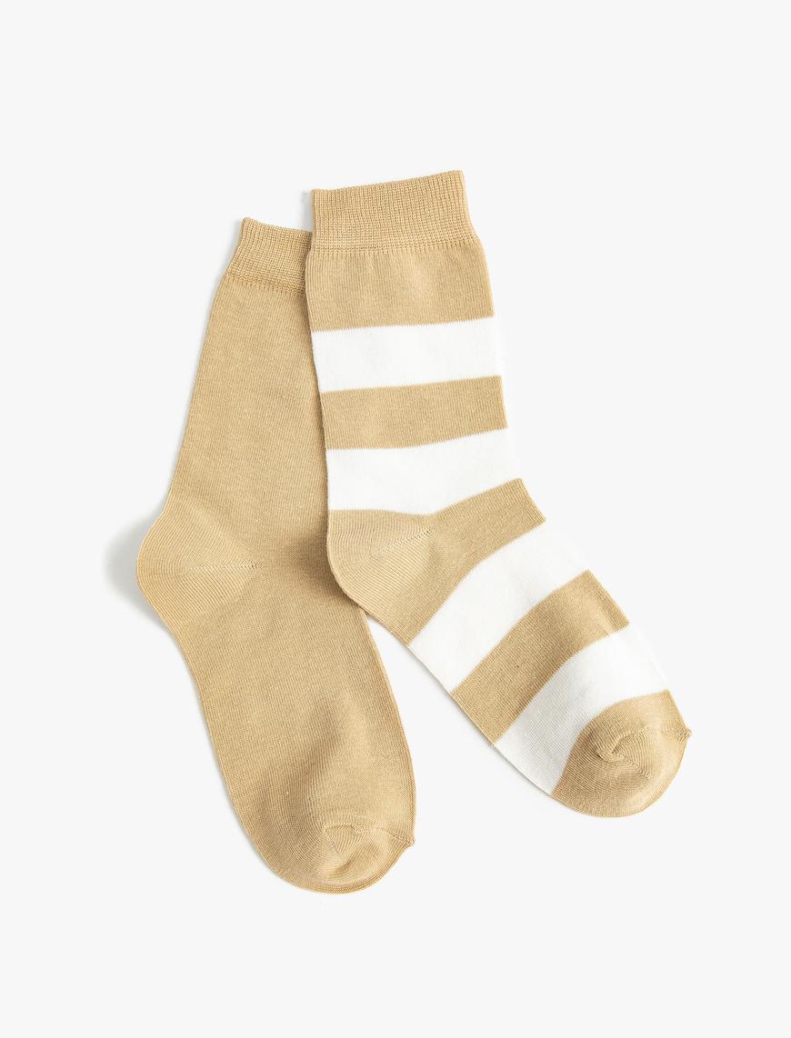  Kadın 2'li Soket Çorap Seti Renk Bloklu