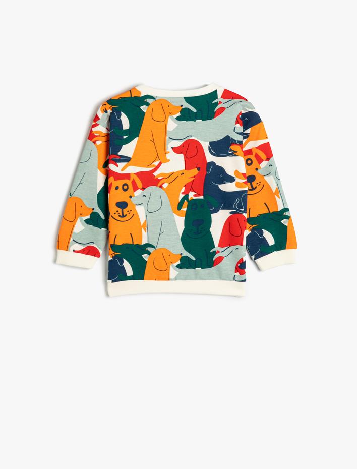 Erkek Bebek Sweatshirt Köpek Grafik Baskılı  Pamuklu