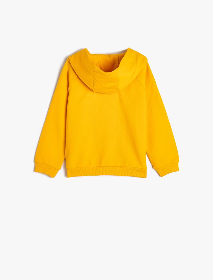 Erkek Bebek Kapşonlu Sweatshirt Uzun Kollu Aslan Baskılı Pamuklu