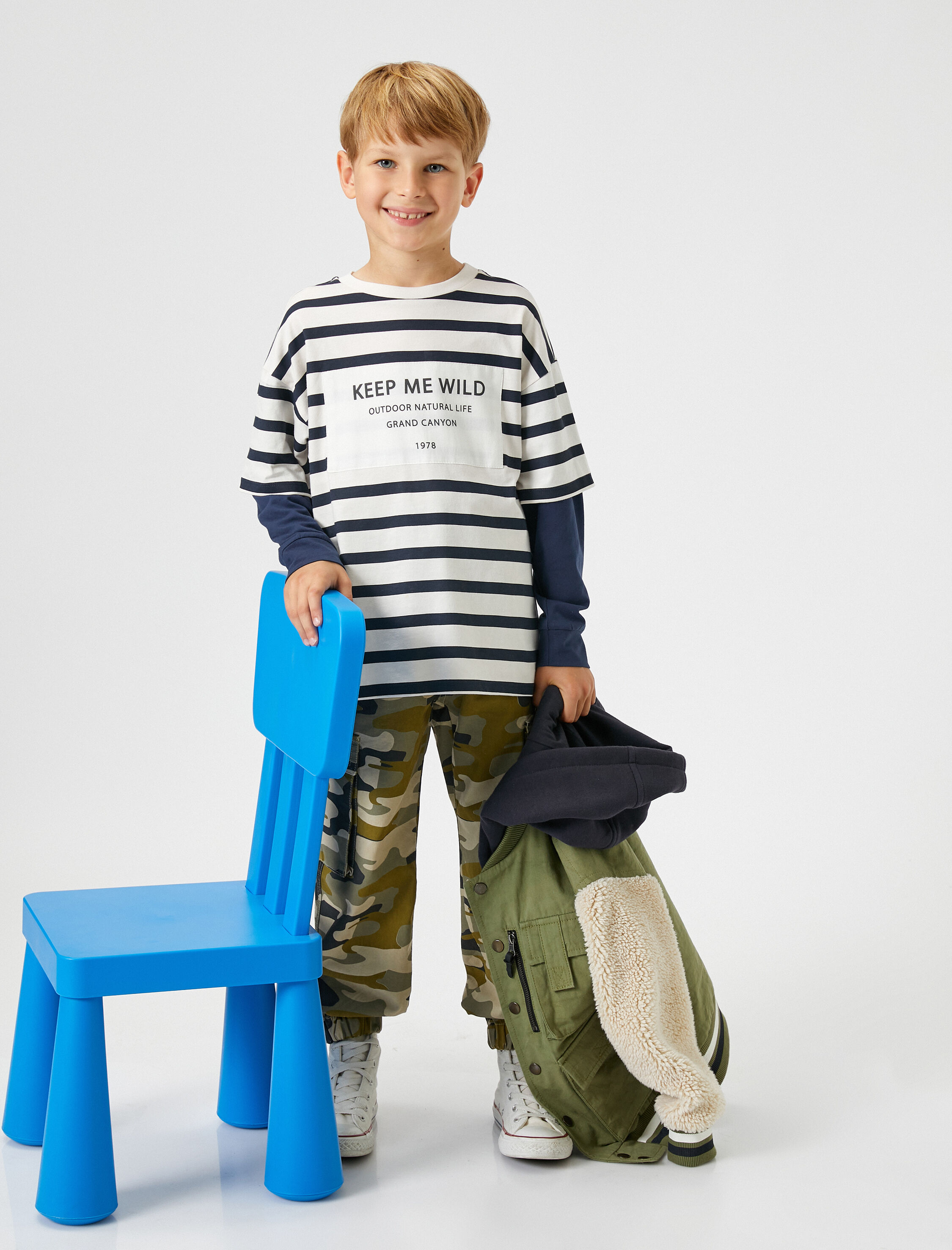  Erkek Çocuk Tişört Reglan Uzun Kollu Bisiklet Yaka Baskılı