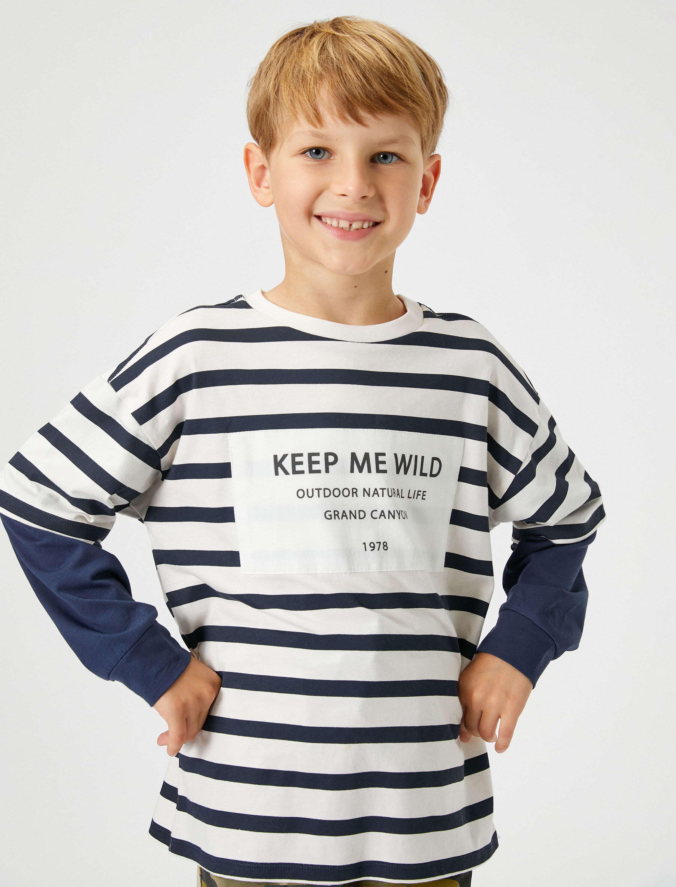  Erkek Çocuk Tişört Reglan Uzun Kollu Bisiklet Yaka Baskılı