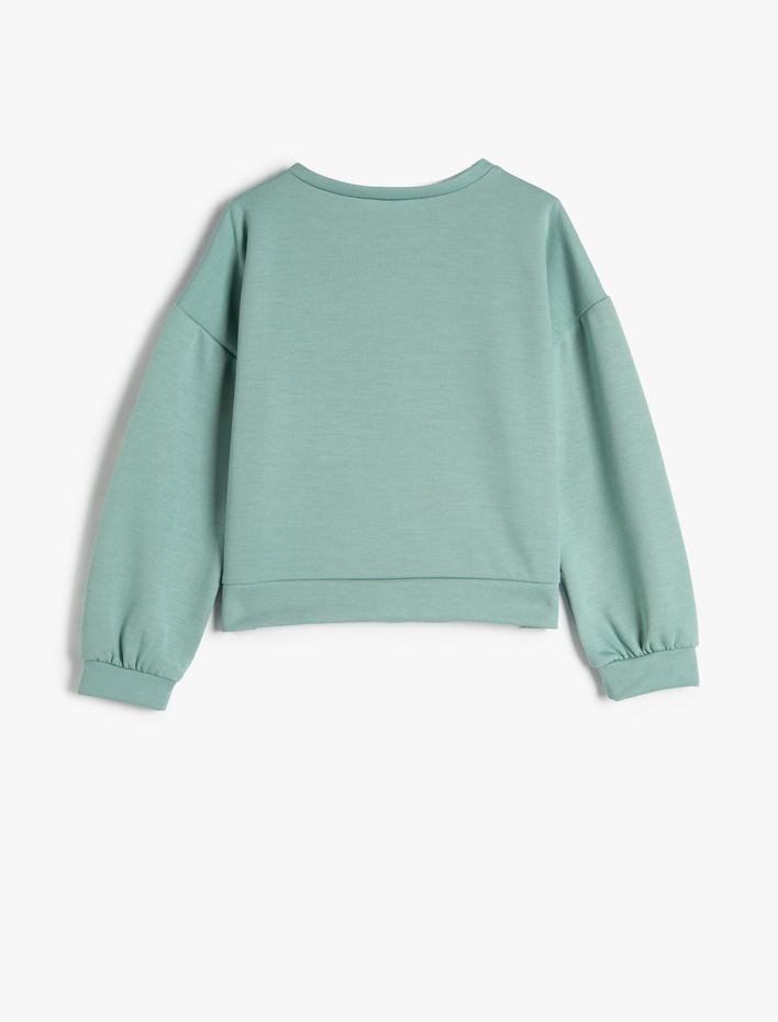 Kız Çocuk Basic Sweatshirt Bisiklet Yaka Uzun Kollu