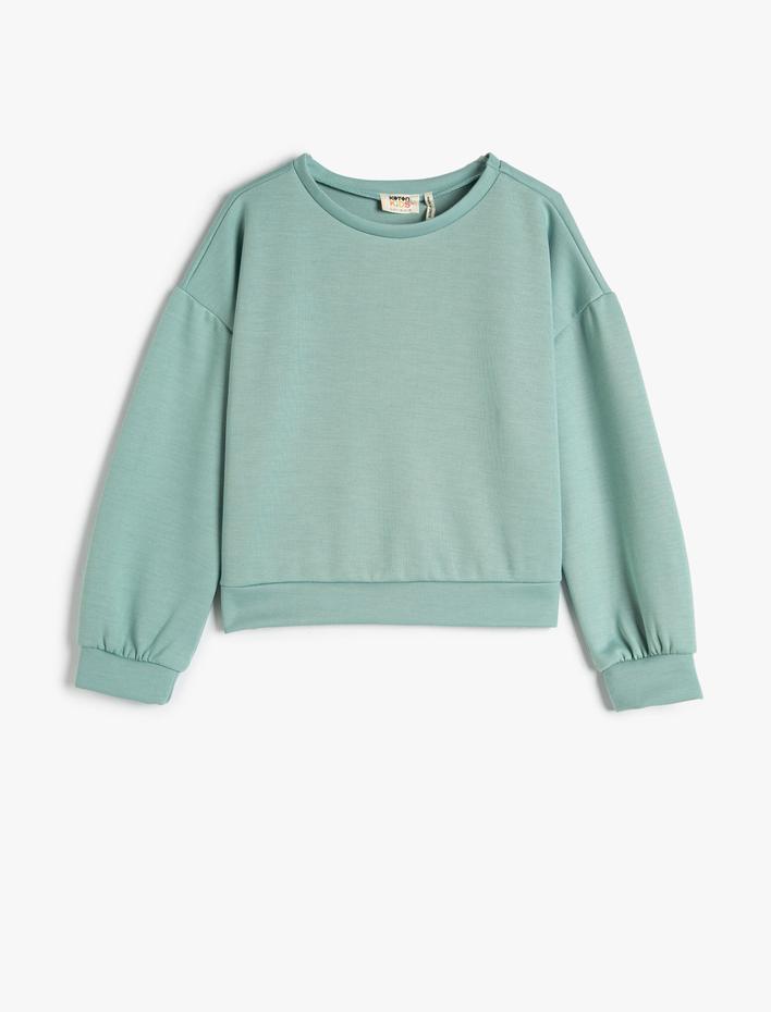 Kız Çocuk Basic Sweatshirt Bisiklet Yaka Uzun Kollu