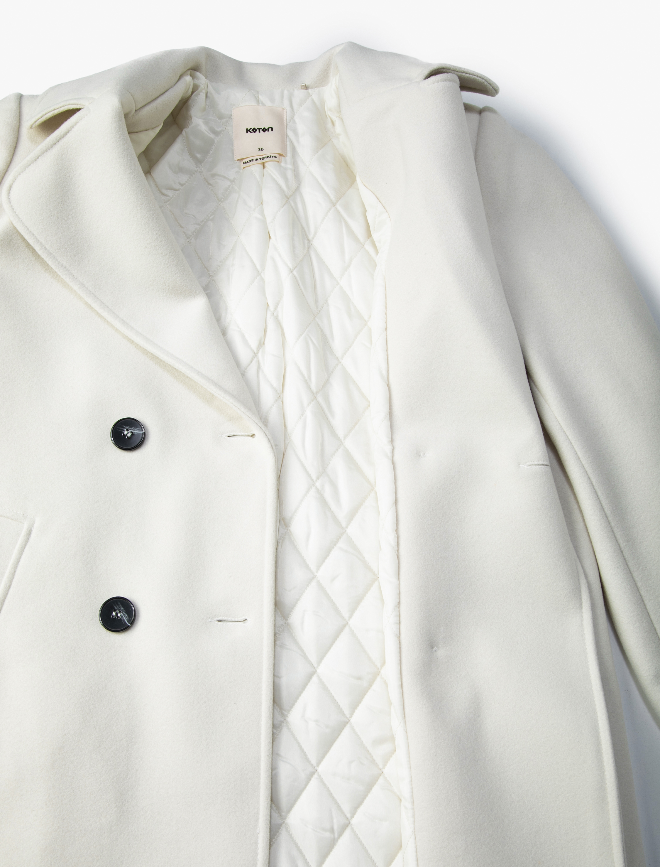   Uzun Oversize Kaşe Kaban Kruvaze Düğmeli Cepli