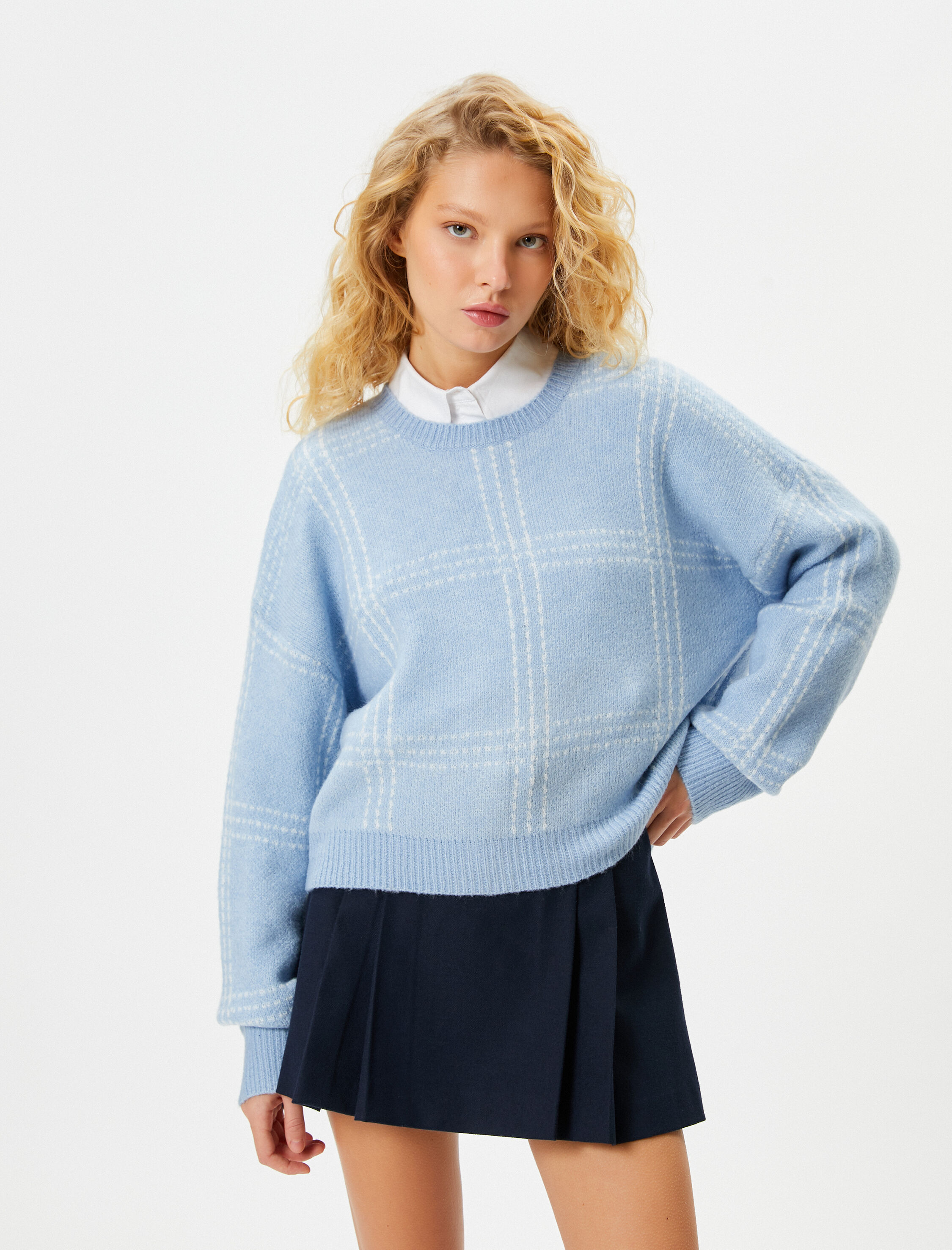   Triko Kazak Yumuşak Dokulu Uzun Kollu Bisiklet Yaka