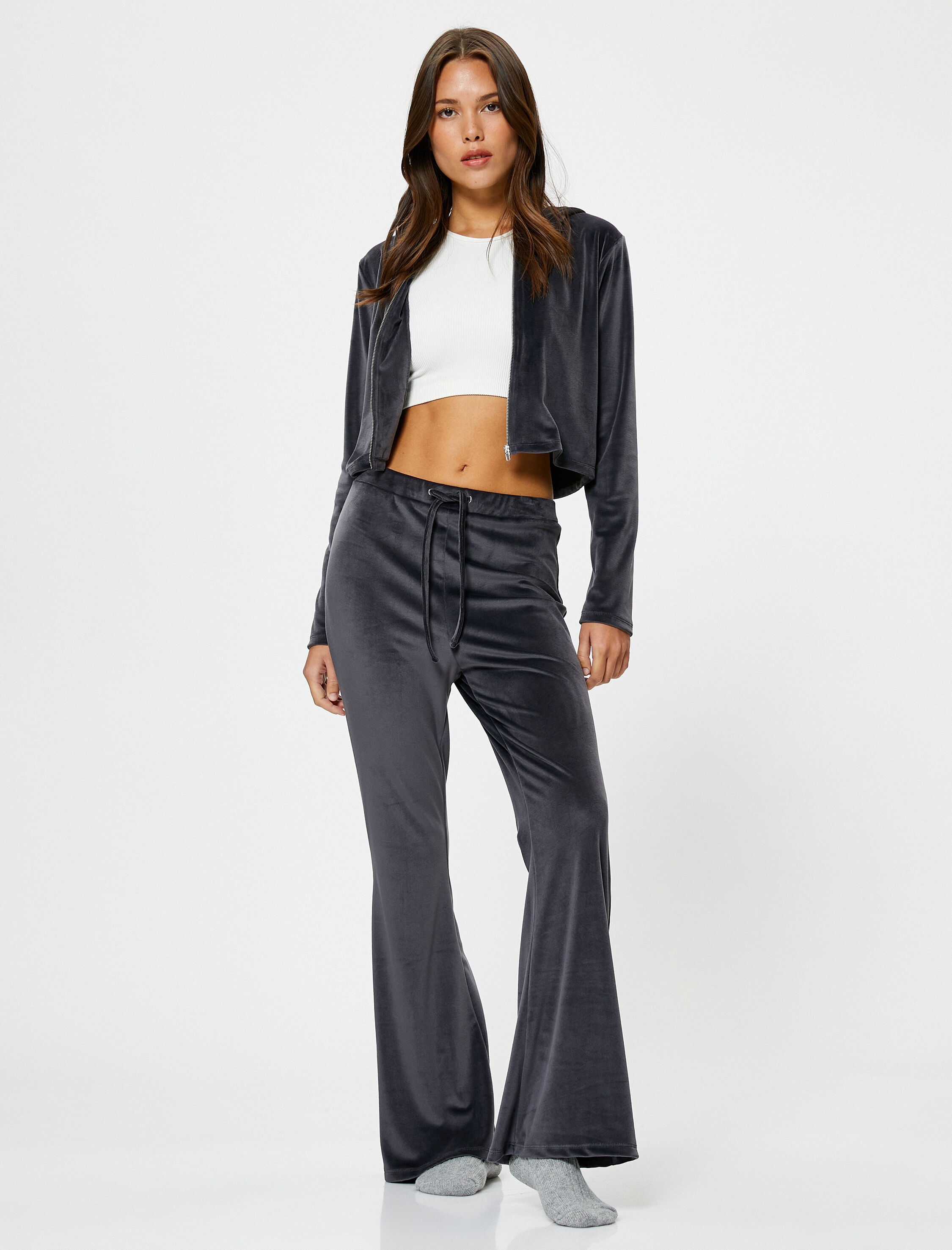   Kadife Pijama Altı Kışlık Yumuşak Dokulu İspanyol Paça