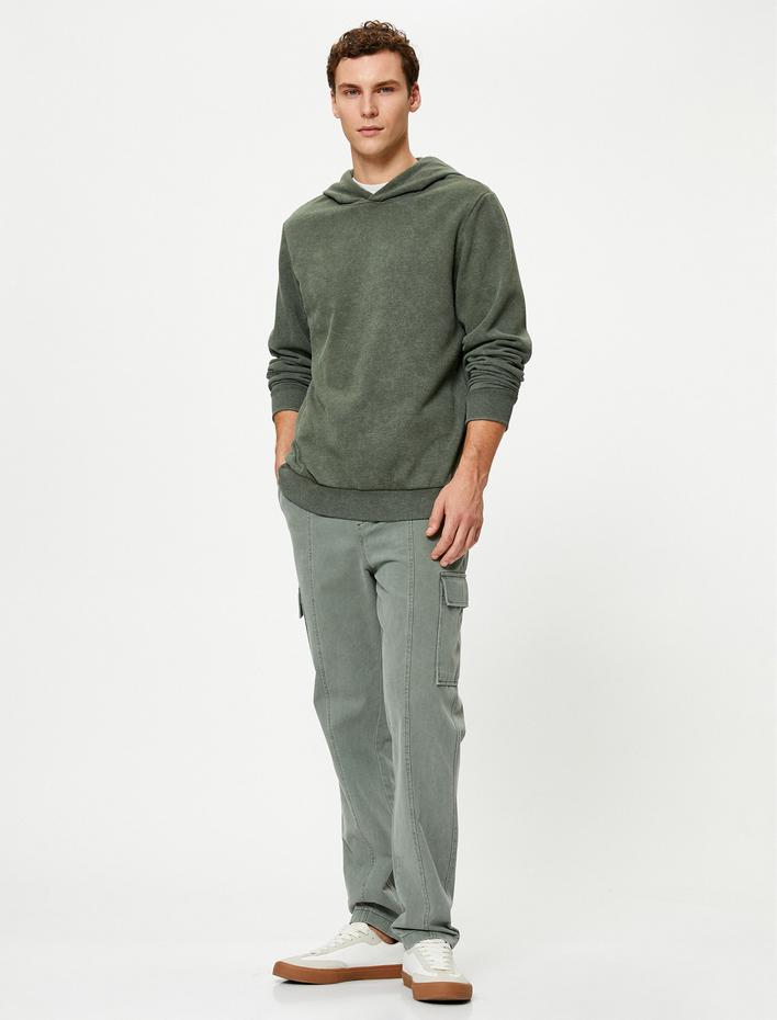  Oversize Yıkamalı Sweat Kapşonlu Dikiş Detaylı