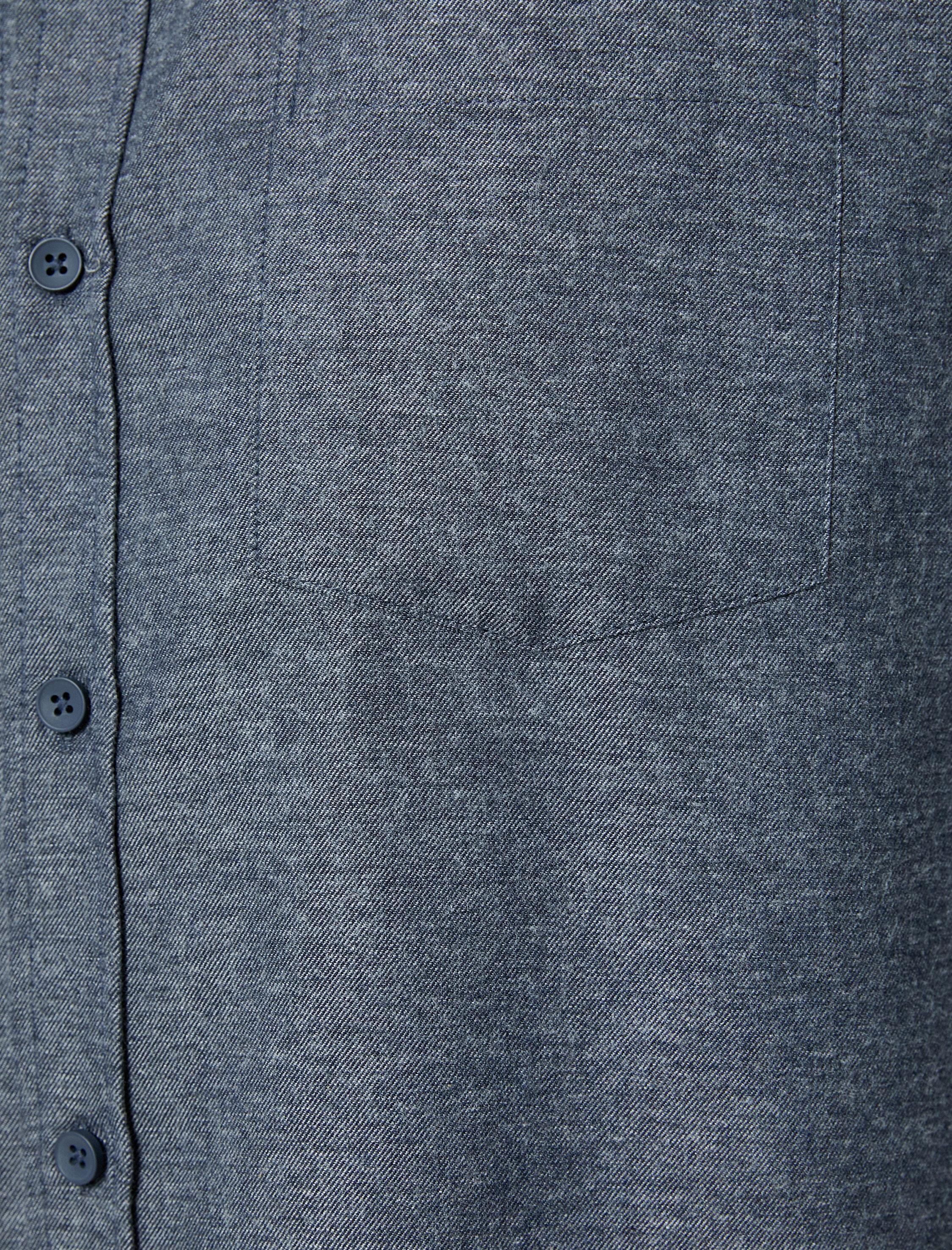   Uzun Kollu Gömlek Dokuma Cep Detaylı Klasik Yaka Düğmeli