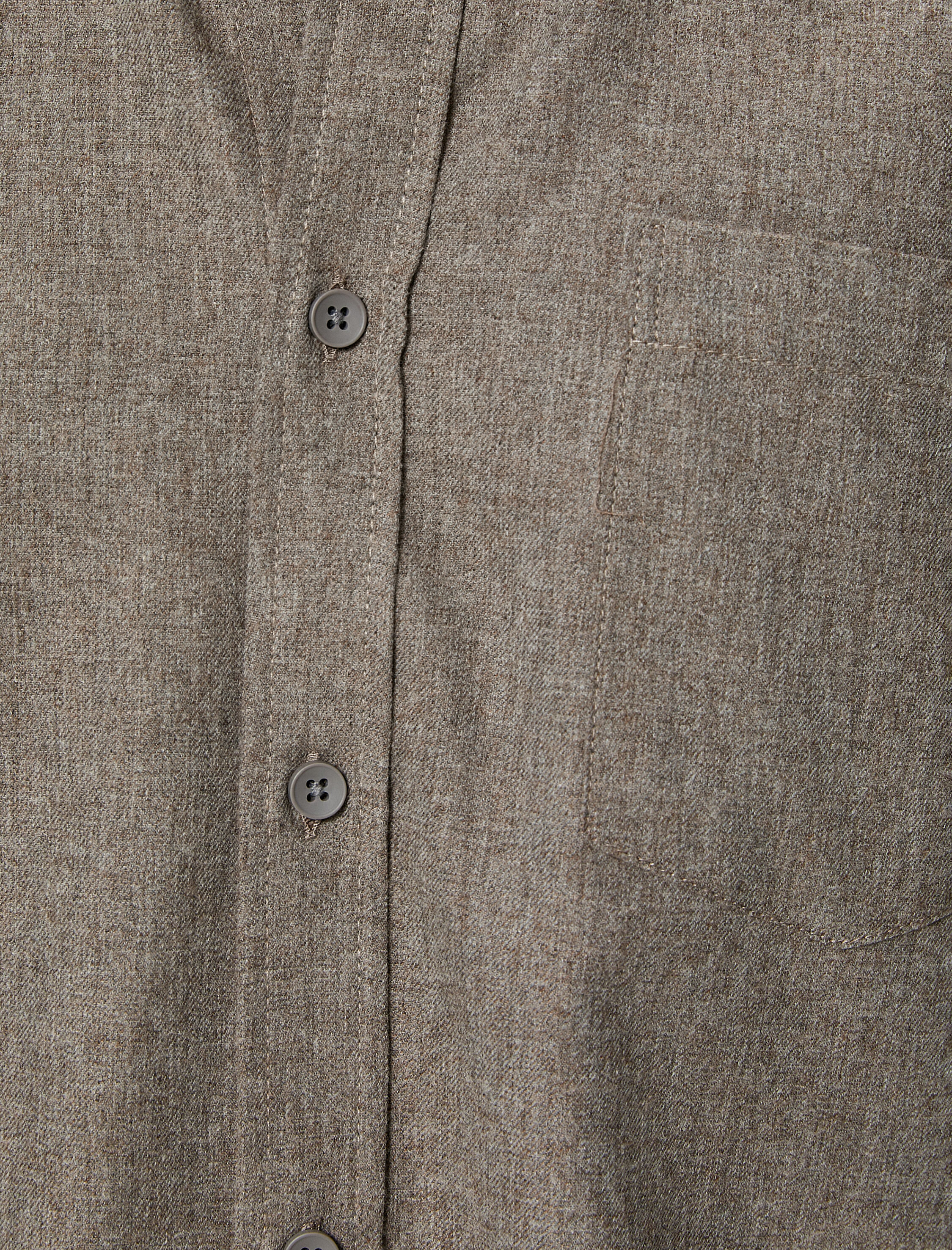   Uzun Kollu Gömlek Dokuma Cep Detaylı Klasik Yaka Düğmeli