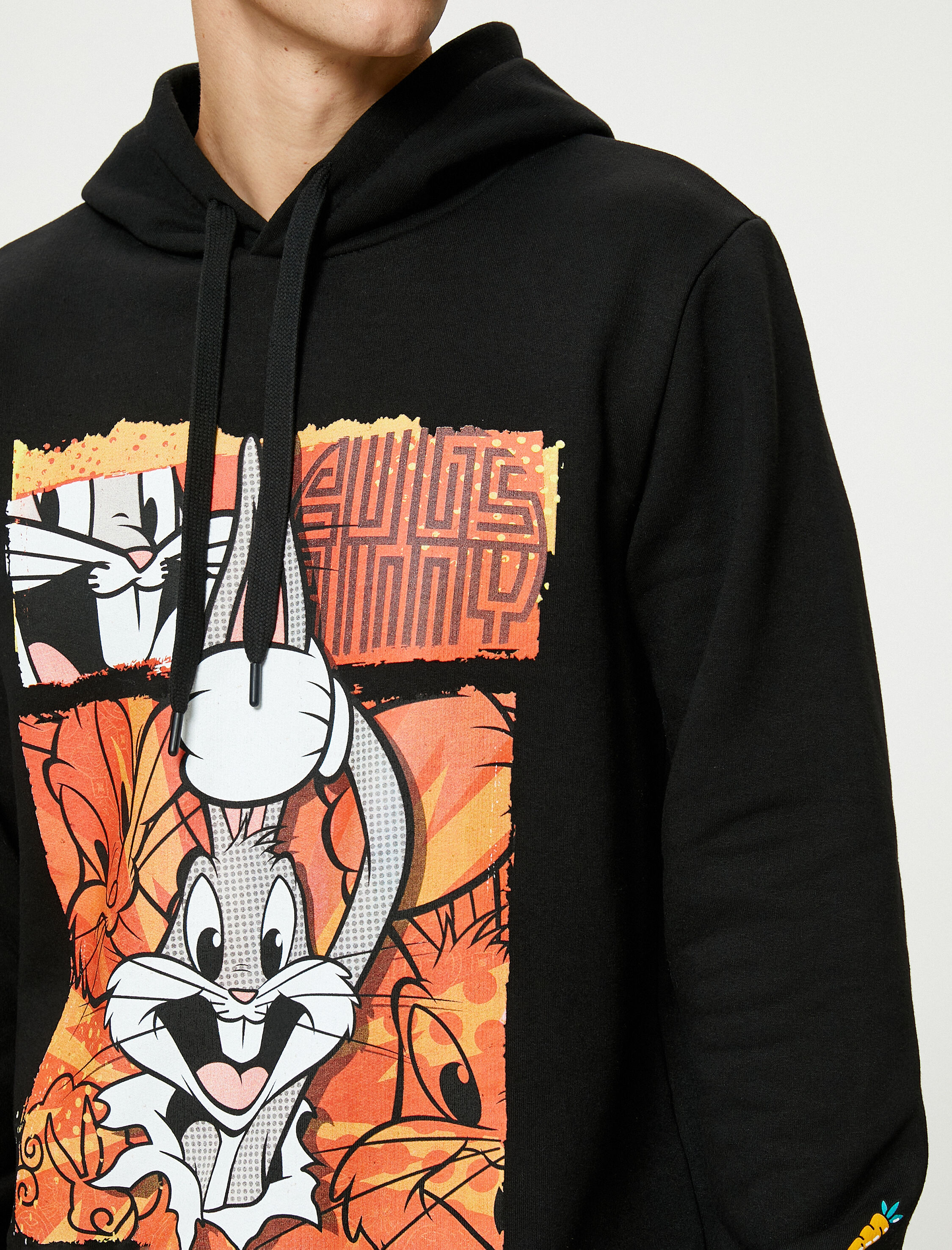 Bugs Bunny Kapşonlu Sweatshirt Lisanslı Baskılı Şardonlu