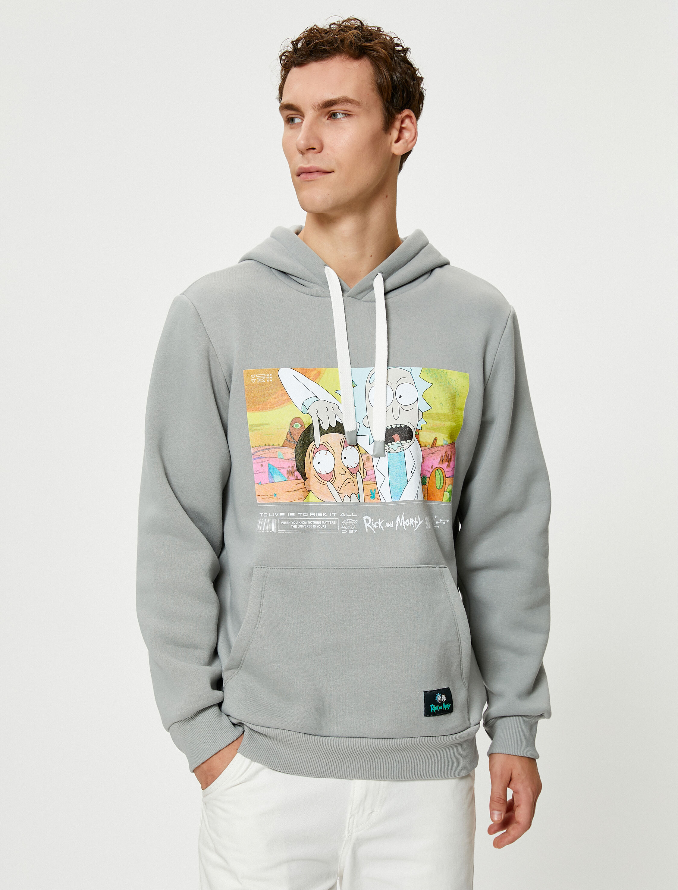   Rick and Morty Hoodie Kanguru Cepli Lisanslı Baskılı Şardonlu