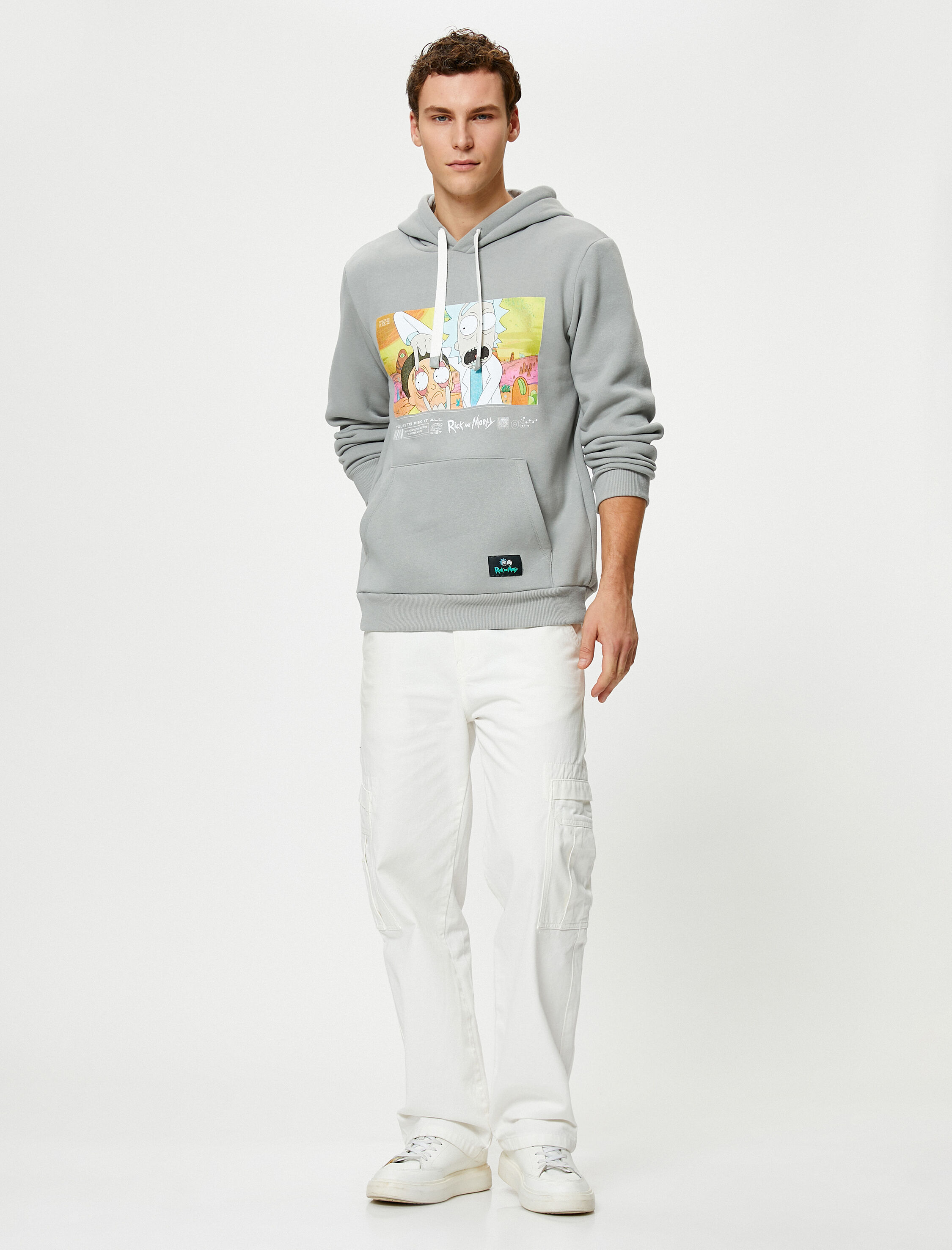   Rick and Morty Hoodie Kanguru Cepli Lisanslı Baskılı Şardonlu