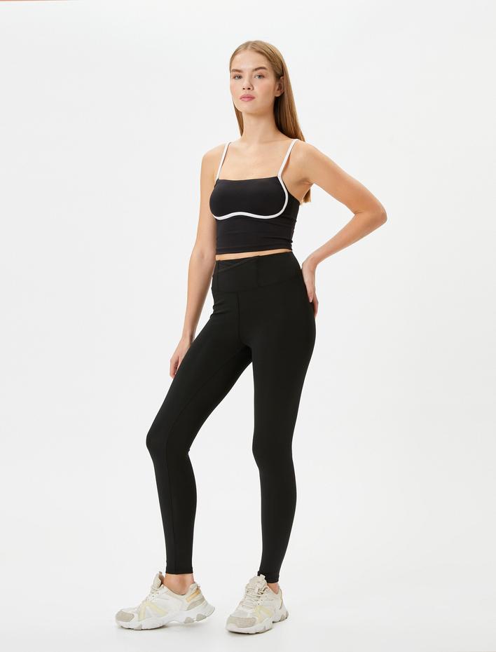  Basic Spor Tayt Cepli Yüksek Bel Slim Fit