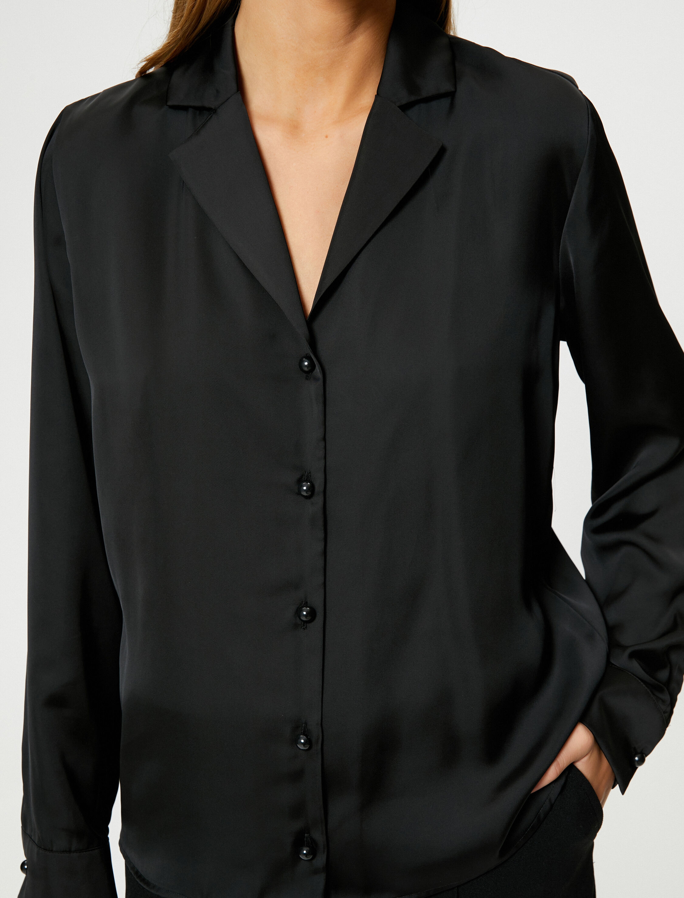   Saten Gömlek Uzun Kolllu Düğmeli Regular Fit