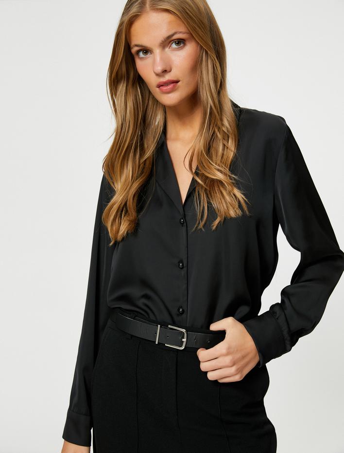  Saten Gömlek Uzun Kolllu Düğmeli Regular Fit