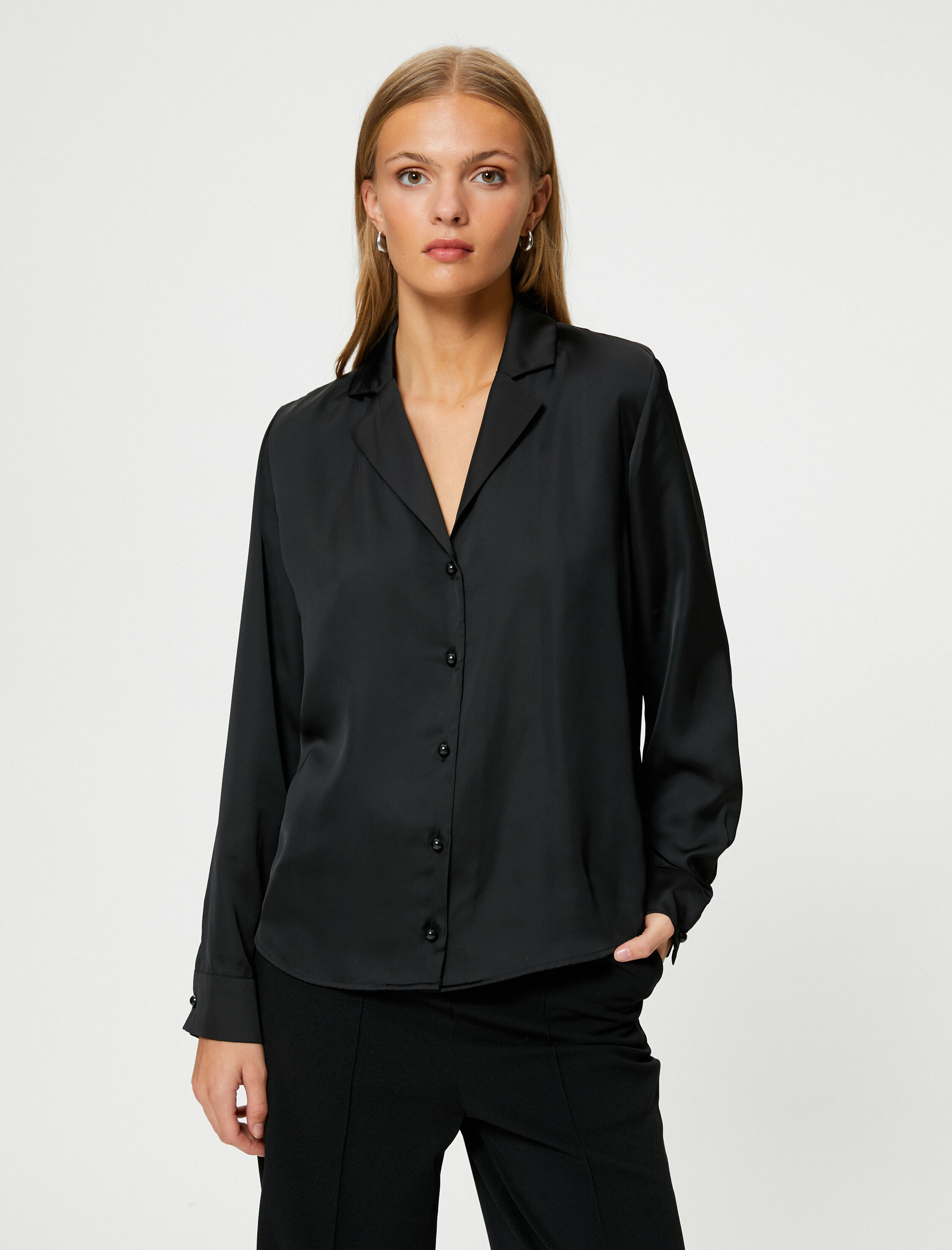   Saten Gömlek Uzun Kolllu Düğmeli Regular Fit