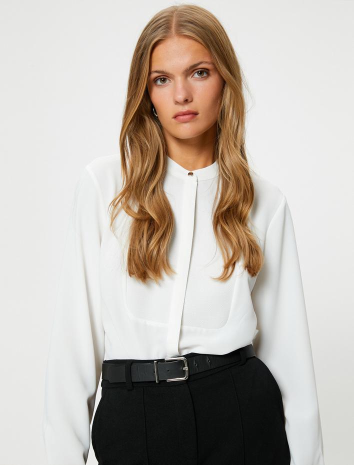  Uzun Kollu Gömlek Hakim Yaka Robalı Düğmeli