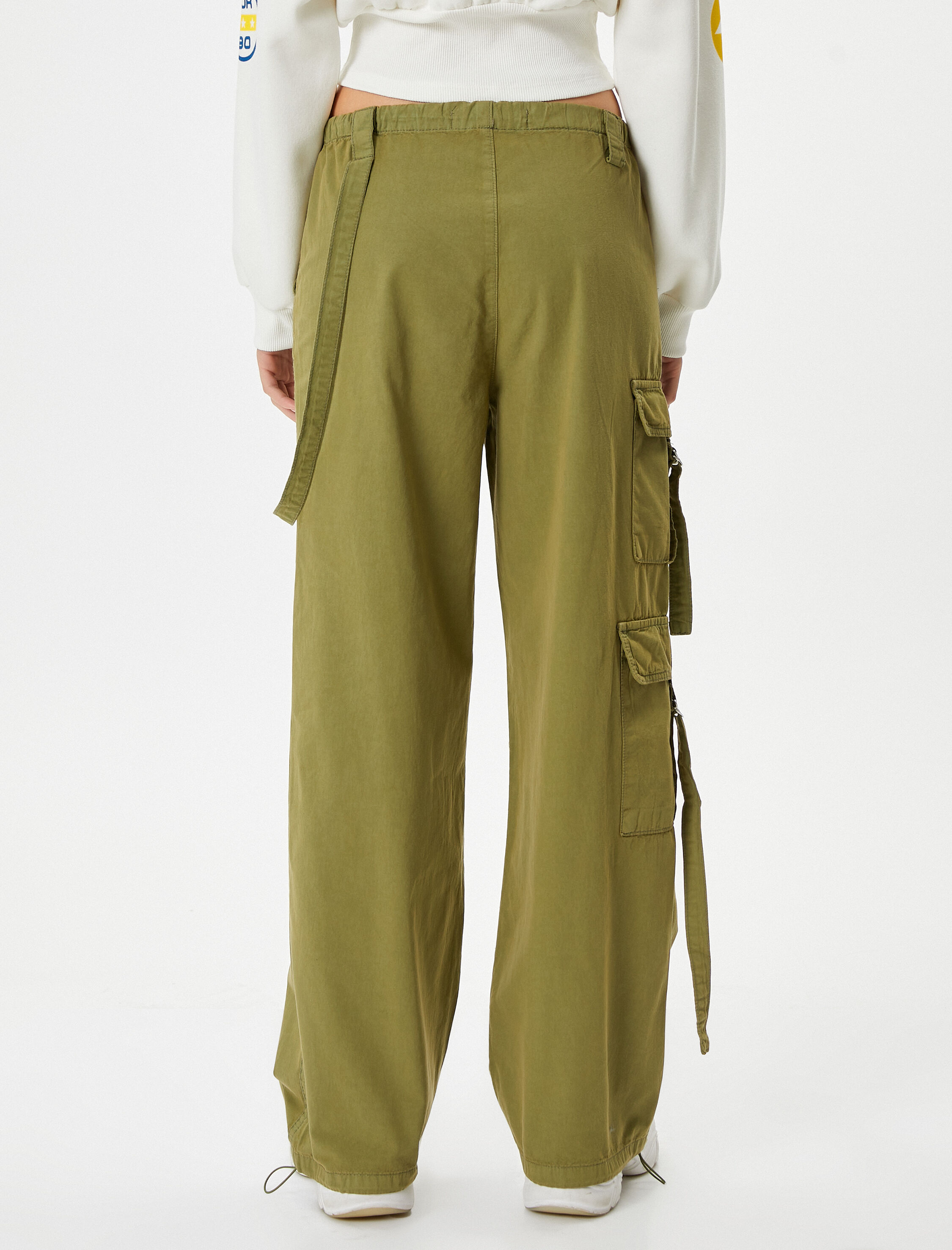   Oversize Paraşüt Pantolon Kargo Cepli Pamuklu