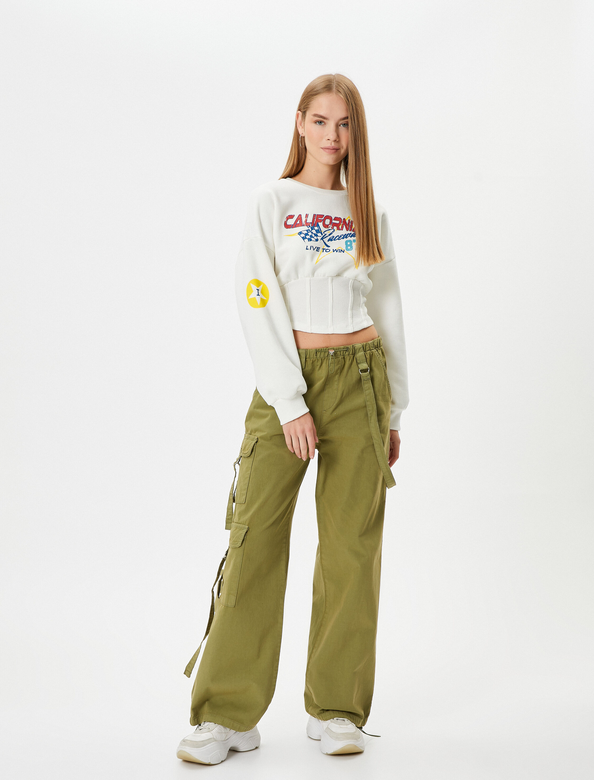   Oversize Paraşüt Pantolon Kargo Cepli Pamuklu