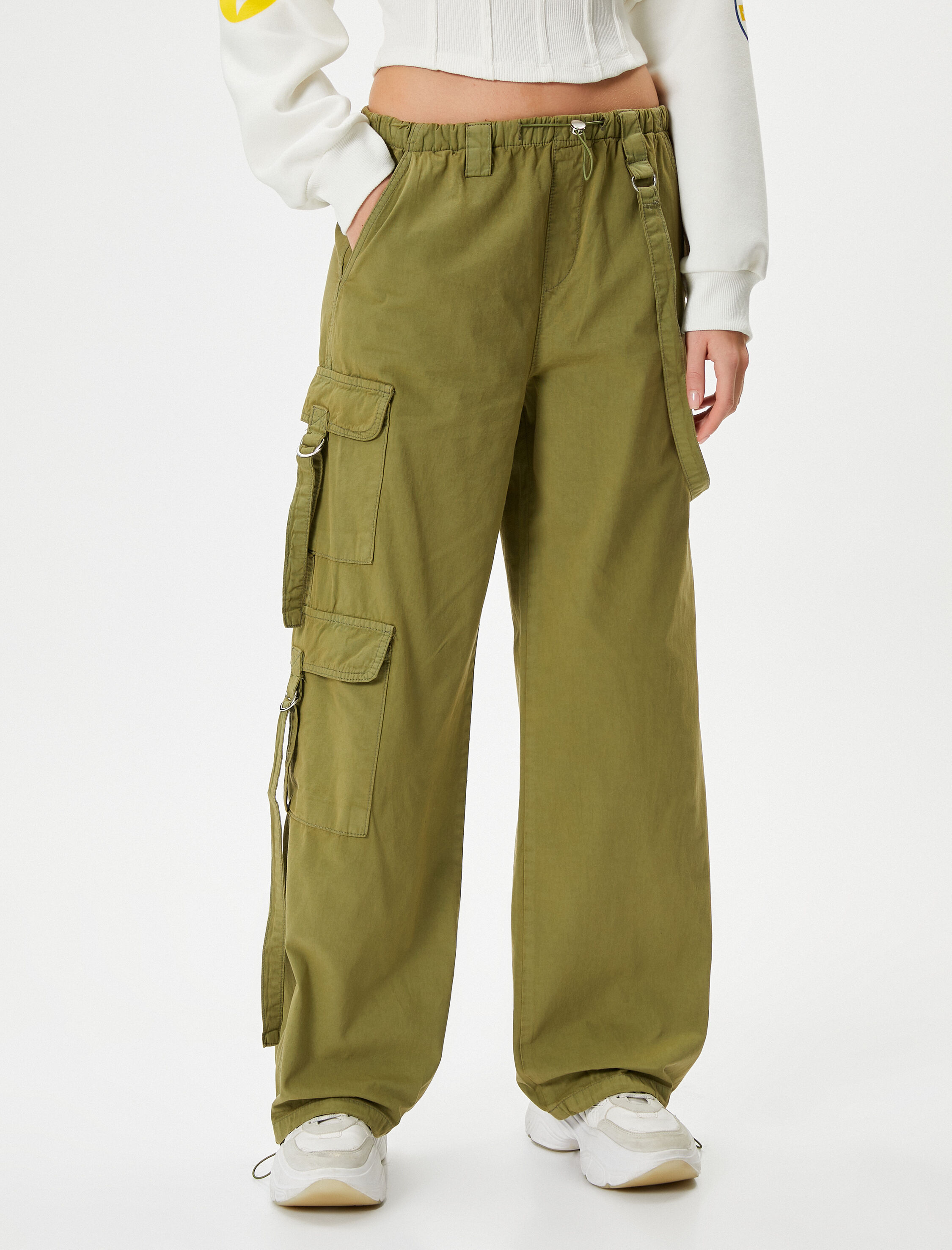   Oversize Paraşüt Pantolon Kargo Cepli Pamuklu