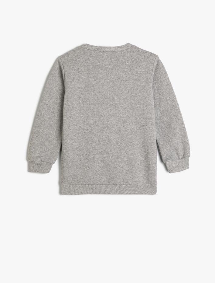 Erkek Çocuk Sweatshirt Basketbol Temalı Pullu Payetli Uzun Kollu Bisiklet Yaka  Şardonlu