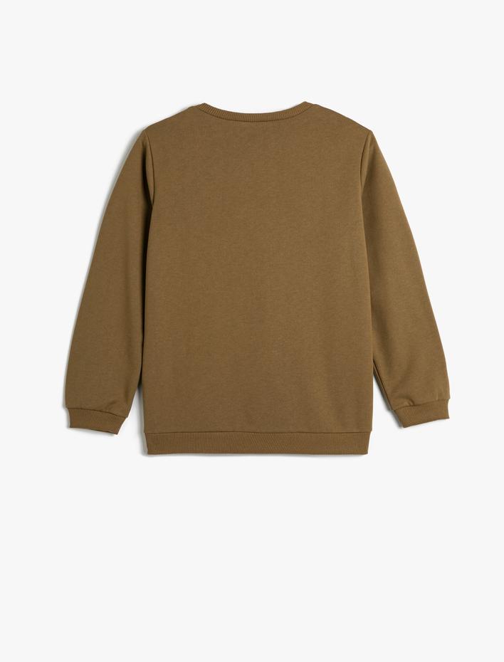 Erkek Çocuk Dinozorlu Sweatshirt Uzun Kollu Bisiklet Yaka Şardonlu