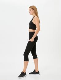 Kapri Boy Spor Tayt Yan Cep Detaylı Yüksek Bel Slim Fit