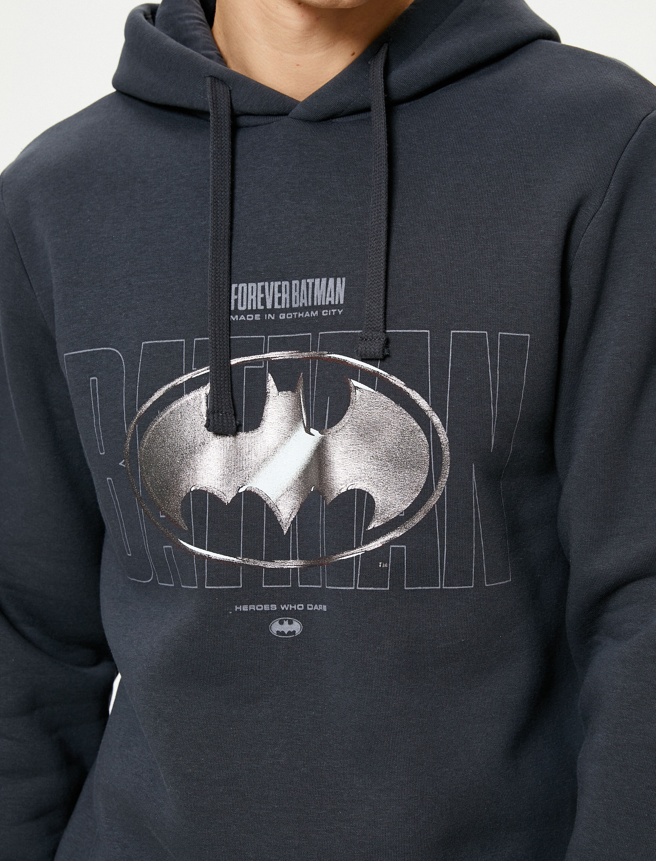   Batman Hoodie Lisanslı Baskılı Şardonlu