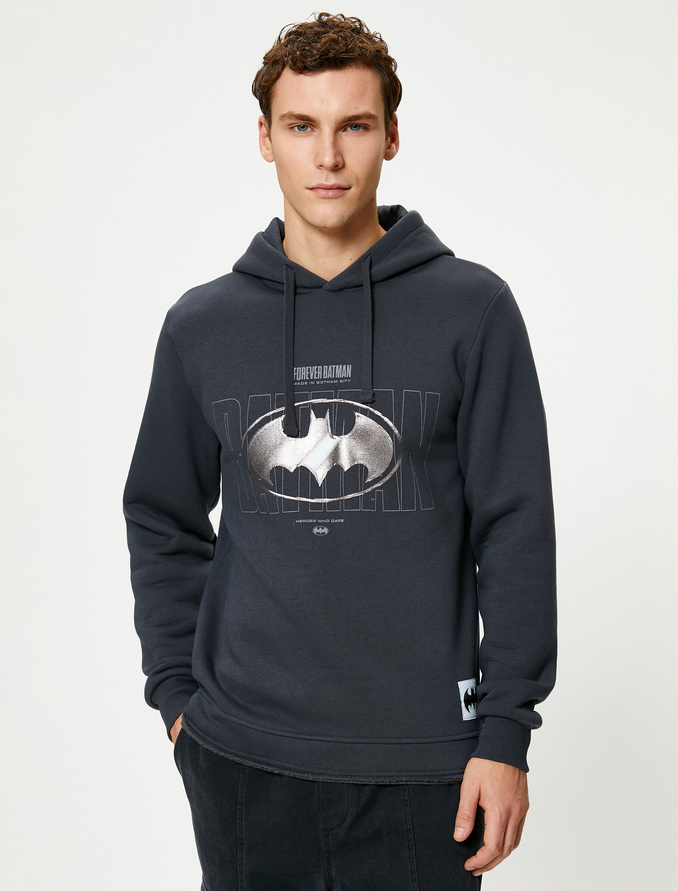   Batman Hoodie Lisanslı Baskılı Şardonlu